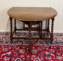 Load image into Gallery viewer, Antique English Large Table Drop Leaf Gateleg Barley Twist Oak Oval c. 1920-30s