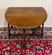 Load image into Gallery viewer, Antique English Large Table Drop Leaf Gateleg Barley Twist Oak Oval c. 1920-30s