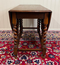 Load image into Gallery viewer, Antique English Large Table Drop Leaf Gateleg Barley Twist Oak Oval c. 1920-30s