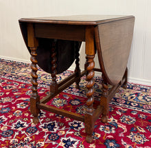 Load image into Gallery viewer, Antique English Large Table Drop Leaf Gateleg Barley Twist Oak Oval c. 1920-30s