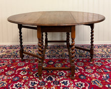 Load image into Gallery viewer, Antique English Large Table Drop Leaf Gateleg Barley Twist Oak Oval c. 1920-30s