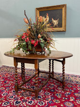 Load image into Gallery viewer, Antique English Large Table Drop Leaf Gateleg Barley Twist Oak Oval c. 1920-30s