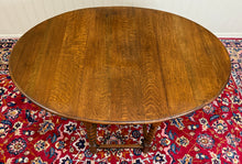 Load image into Gallery viewer, Antique English Large Table Drop Leaf Gateleg Barley Twist Oak Oval c. 1920-30s