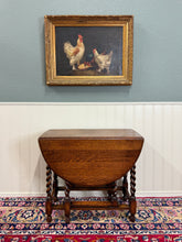 Load image into Gallery viewer, Antique English Table Drop Leaf Gateleg Barley Twist Oak Oval c. 1920-30s