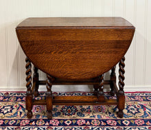 Load image into Gallery viewer, Antique English Table Drop Leaf Gateleg Barley Twist Oak Oval c. 1920-30s