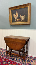 Load image into Gallery viewer, Antique English Table Drop Leaf Gateleg Barley Twist Oak Oval c. 1920-30s