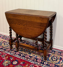 Load image into Gallery viewer, Antique English Table Drop Leaf Gateleg Barley Twist Oak Oval c. 1920-30s