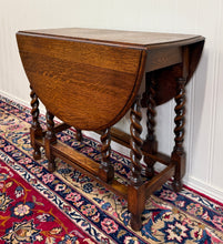Load image into Gallery viewer, Antique English Table Drop Leaf Gateleg Barley Twist Oak Oval c. 1920-30s
