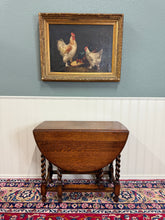 Load image into Gallery viewer, Antique English Table Drop Leaf Gateleg Barley Twist Oak Oval c. 1920-30s