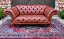 Load image into Gallery viewer, Vintage English Chesterfield Leather Tufted Sofa Brown Terra Cotta Mid Century