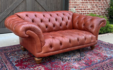 Load image into Gallery viewer, Vintage English Chesterfield Leather Tufted Sofa Brown Terra Cotta Mid Century