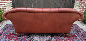 Vintage English Chesterfield Leather Tufted Sofa Brown Terra Cotta Mid Century