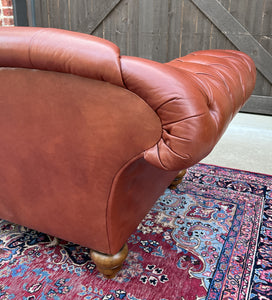 Vintage English Chesterfield Leather Tufted Sofa Brown Terra Cotta Mid Century