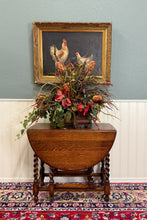 Load image into Gallery viewer, Antique English Table Drop Leaf Gateleg Barley Twist Oak Oval c. 1920-30s