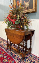 Load image into Gallery viewer, Antique English Table Drop Leaf Gateleg Barley Twist Oak Oval c. 1920-30s