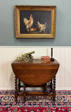 Load image into Gallery viewer, Antique English Table Drop Leaf Gateleg Barley Twist Oak Oval c. 1920-30s
