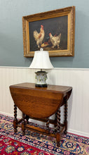 Load image into Gallery viewer, Antique English Table Drop Leaf Gateleg Barley Twist Oak Oval c. 1920-30s