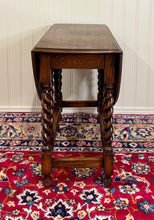 Load image into Gallery viewer, Antique English Table Drop Leaf Gateleg Barley Twist Oak Oval c. 1920-30s