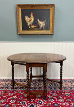 Load image into Gallery viewer, Antique English Table Drop Leaf Gateleg Barley Twist Oak Oval c. 1920-30s