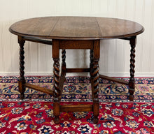 Load image into Gallery viewer, Antique English Table Drop Leaf Gateleg Barley Twist Oak Oval c. 1920-30s