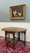 Load image into Gallery viewer, Antique English Table Drop Leaf Gateleg Barley Twist Oak Oval c. 1920-30s