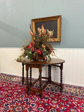 Load image into Gallery viewer, Antique English Table Drop Leaf Gateleg Barley Twist Oak Oval c. 1920-30s