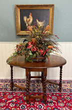 Load image into Gallery viewer, Antique English Table Drop Leaf Gateleg Barley Twist Oak Oval c. 1920-30s