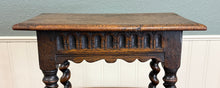 Load image into Gallery viewer, Antique English Footstool Bench Stool Joint Stool Barley Twist Carved Oak c.1900