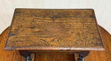 Load image into Gallery viewer, Antique English Footstool Bench Stool Joint Stool Barley Twist Carved Oak c.1900