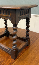 Load image into Gallery viewer, Antique English Footstool Bench Stool Joint Stool Barley Twist Carved Oak c.1900