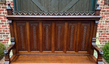 Load image into Gallery viewer, Large Antique French Bench Settee Gothic Oak Tracery Lift Top Seat c. 19th