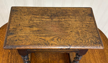 Load image into Gallery viewer, Antique English Footstool Bench Stool Joint Stool Barley Twist Carved Oak c.1900