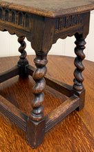 Load image into Gallery viewer, Antique English Footstool Bench Stool Joint Stool Barley Twist Carved Oak c.1900