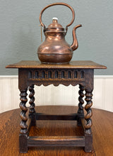 Load image into Gallery viewer, Antique English Footstool Bench Stool Joint Stool Barley Twist Carved Oak c.1900