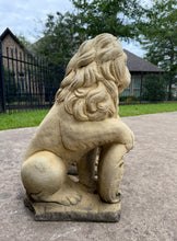 Load image into Gallery viewer, Vintage English Statues LIONS PAIR Garden Figures Cast Stone Yard Decor 22&quot; Tall