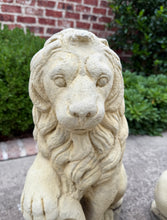 Load image into Gallery viewer, Vintage English Statues LIONS PAIR Garden Figures Cast Stone Yard Decor 22&quot; Tall