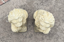 Load image into Gallery viewer, Vintage English Statues LIONS PAIR Garden Figures Cast Stone Yard Decor 22&quot; Tall