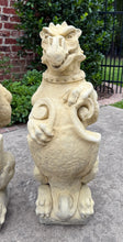 Load image into Gallery viewer, Vintage English Statues Garden Figures Gargoyles Shield Cast Stone Pair
