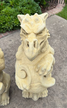 Load image into Gallery viewer, Vintage English Statues Garden Figures Gargoyles Shield Cast Stone Pair