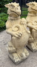 Load image into Gallery viewer, Vintage English Statues Garden Figures Gargoyles Shield Cast Stone Pair