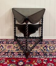 Load image into Gallery viewer, Antique English Envelope Barley Twist Drop Leaf Side Table Carved Oak c. 1900