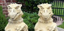 Load image into Gallery viewer, Vintage English Statues Garden Figures Gargoyles Shield Cast Stone Pair