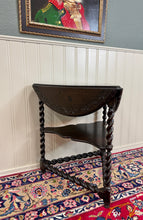 Load image into Gallery viewer, Antique English Envelope Barley Twist Drop Leaf Side Table Carved Oak c. 1900