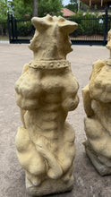 Load image into Gallery viewer, Vintage English Statues Garden Figures Gargoyles Shield Cast Stone Pair