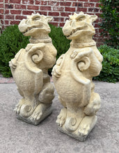 Load image into Gallery viewer, Vintage English Statues Garden Figures Gargoyles Shield Cast Stone Pair