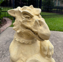 Load image into Gallery viewer, Vintage English Statues Garden Figures Gargoyles Shield Cast Stone Pair