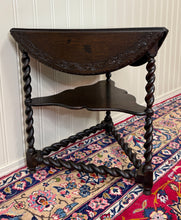 Load image into Gallery viewer, Antique English Envelope Barley Twist Drop Leaf Side Table Carved Oak c. 1900