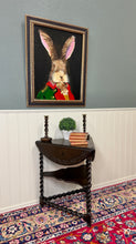 Load image into Gallery viewer, Antique English Envelope Barley Twist Drop Leaf Side Table Carved Oak c. 1900