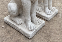 Load image into Gallery viewer, Vintage English Statues LIONS PAIR Garden Figures Cast Stone Yard Decor 22&quot; Tall