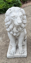 Load image into Gallery viewer, Vintage English Statues LIONS PAIR Garden Figures Cast Stone Yard Decor 22&quot; Tall